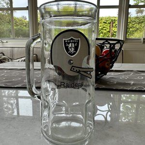 Vintage NFL Oakland/Las Vegas Raiders Glass Beer Mug Retro Helmet Design